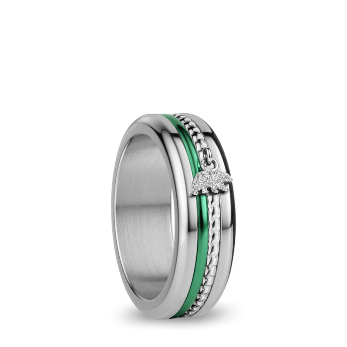 BERING Ring | Polished Silver | 526-ANNIV20SG-X3 | Green Anniversary Ring
