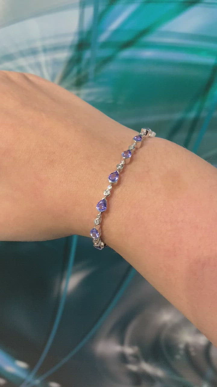 18ct White Gold Tanzanite and Diamond Bracelet