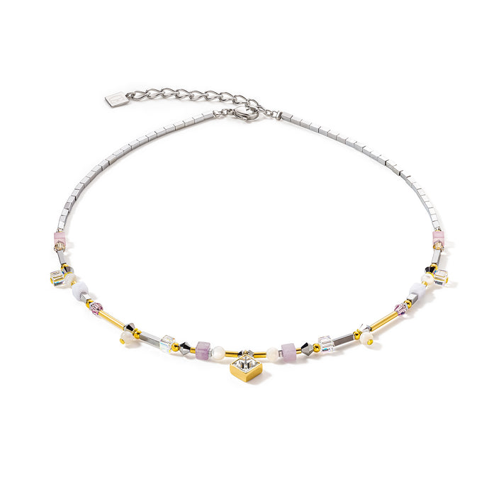 Brilliant Square Precious Necklace Multicolour Romantic Pastel