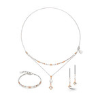 Brilliant Square Layer Pearl Necklace Silver Rose Gold