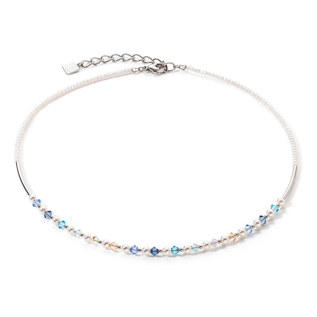 Princess Pearls necklace Silver Light Blue