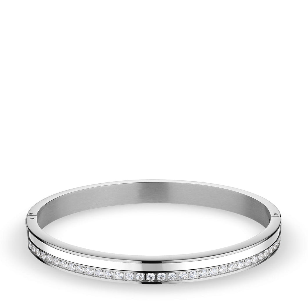 Bering Bangle White and Stainless Steel