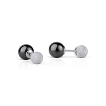 Load image into Gallery viewer, Bering Earrings | Sparkling Silver and Ceramic Black Stud | 703-196-05 | Petite
