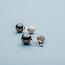 Load image into Gallery viewer, BERING Earrings | Sparkling Silver and Ceramic Black Stud | 703-196-05 | Petite
