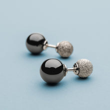 Load image into Gallery viewer, Bering Earrings | Sparkling Silver and Ceramic Black Stud | 703-196-05 | Petite
