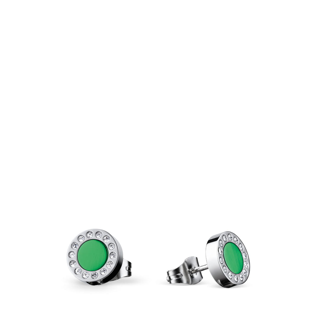 Bering Earrings | Polished Silver and Green | 707-155-05