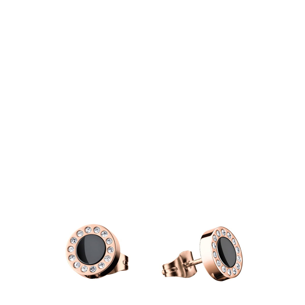 Bering Earrings | Rose Gold, Black and Swarovski | 707-360-05