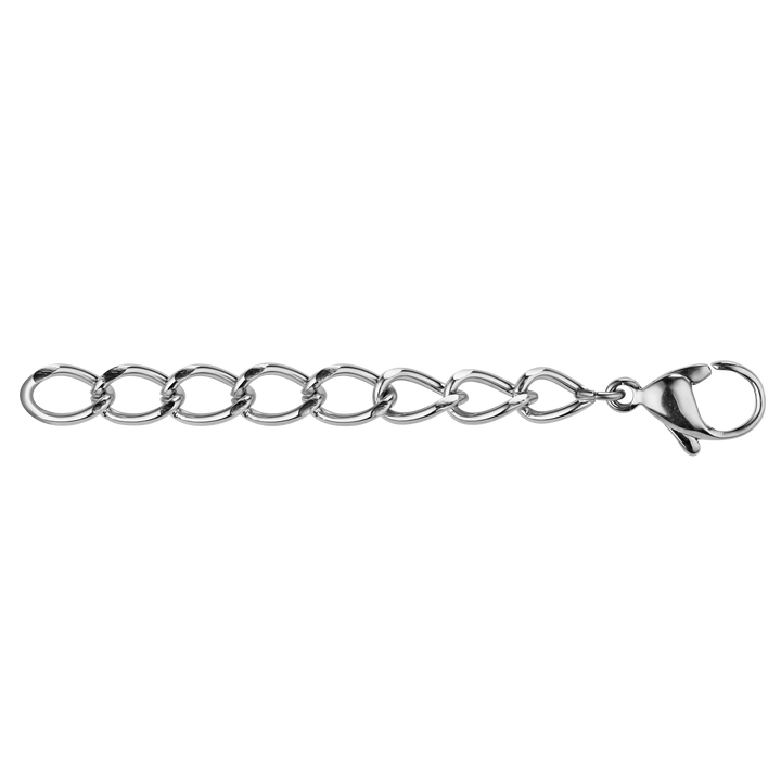 Extension chain with clasp stainless steel Silver