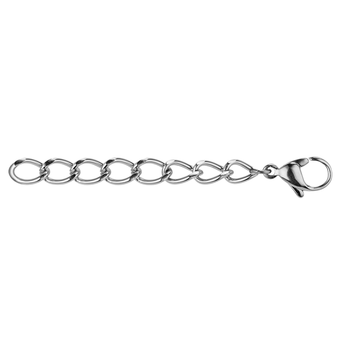 Extension chain with clasp stainless steel Silver