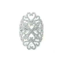 Load image into Gallery viewer, 9ct White Gold Diamond Hearts Cocktail Ring
