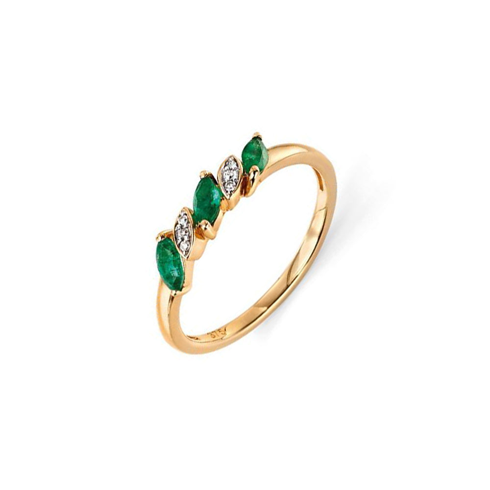 9ct Yellow Gold Emerald and Diamond Ring