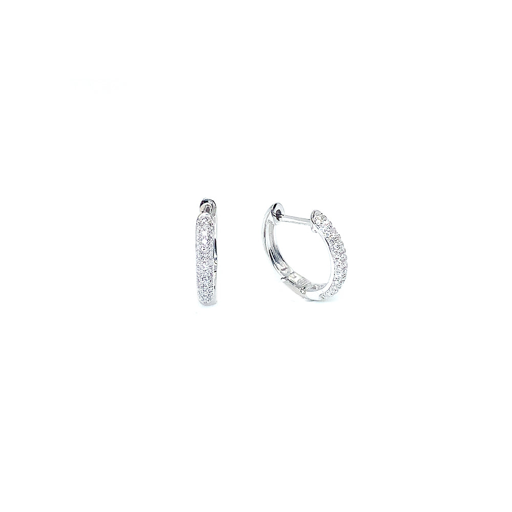 9ct White Gold Diamond Small Hoop Earrings