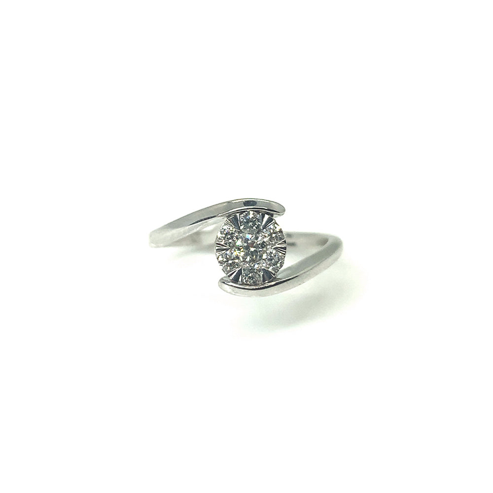 9ct White Gold Diamond Circle Cluster Ring