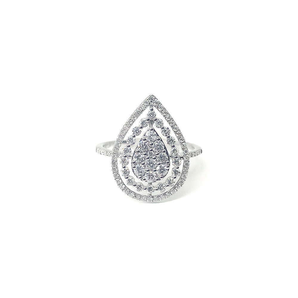 9ct White Gold Diamond Teardrop Ring