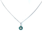 9ct White Gold Emerald and Diamond Cluster Pendant