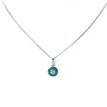 Load image into Gallery viewer, 9ct White Gold Emerald and Diamond Cluster Pendant

