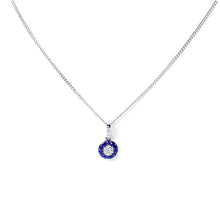 Load image into Gallery viewer, 9ct White Gold Sapphire and Diamond Cluster Pendant
