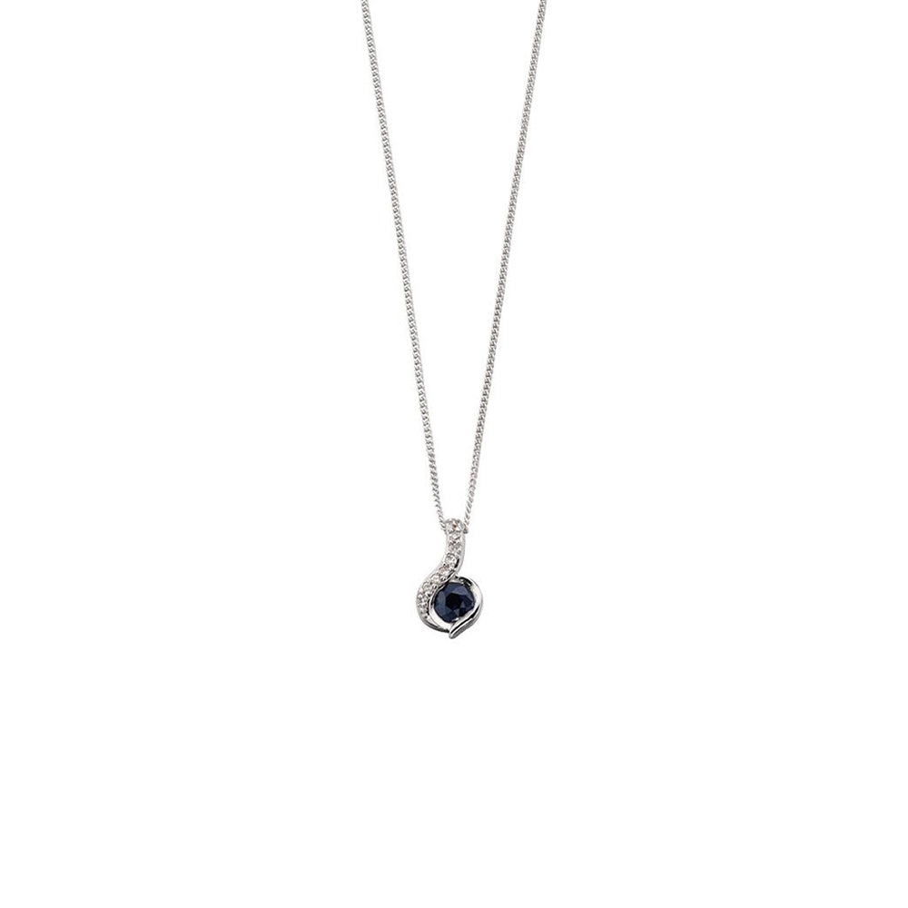9ct White Gold Sapphire & Diamond Necklace