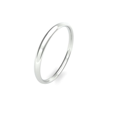 White Gold 2mm Wedding Band | Traditional Court | Light Weight
