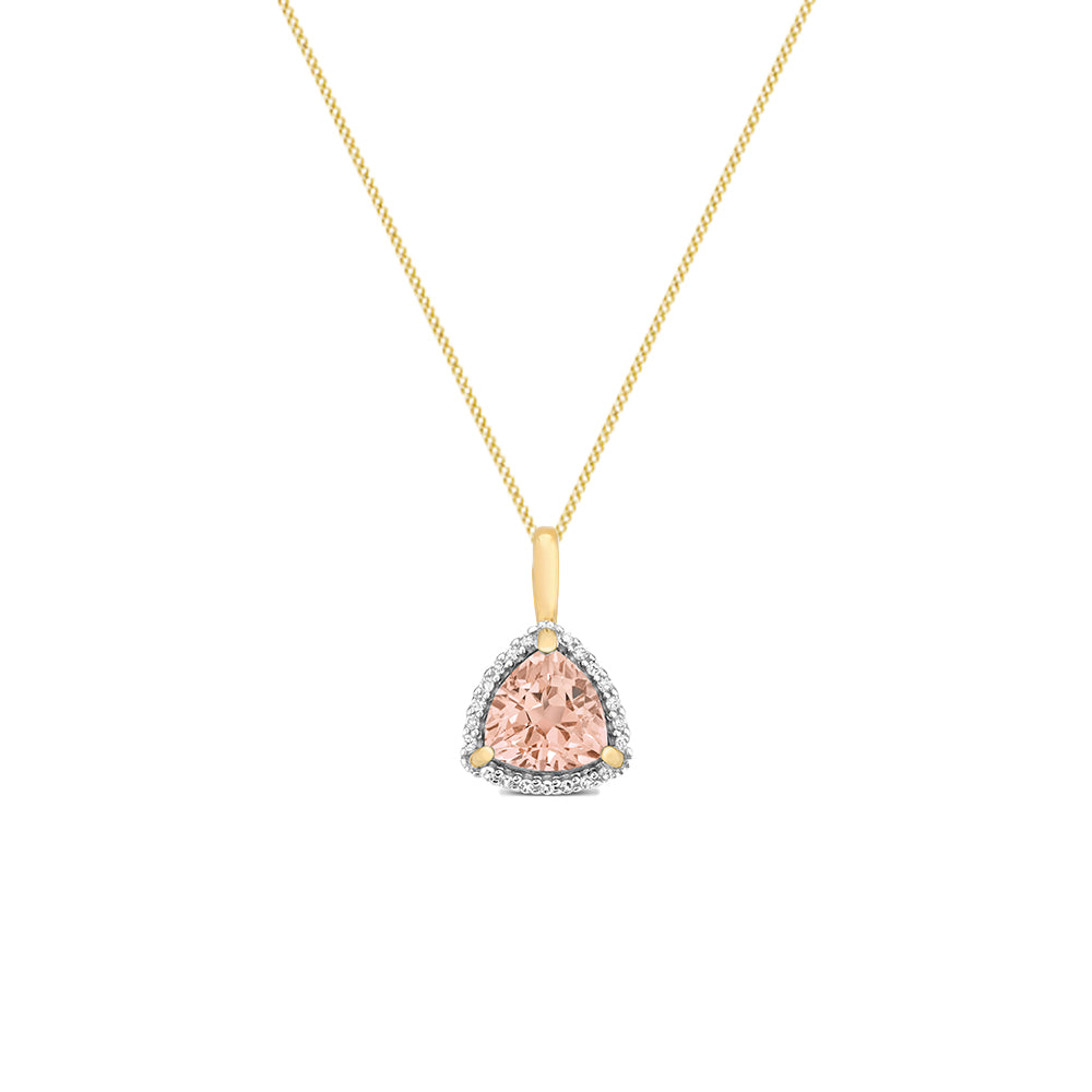 9ct Yellow Gold Trillion Morganite Pendant