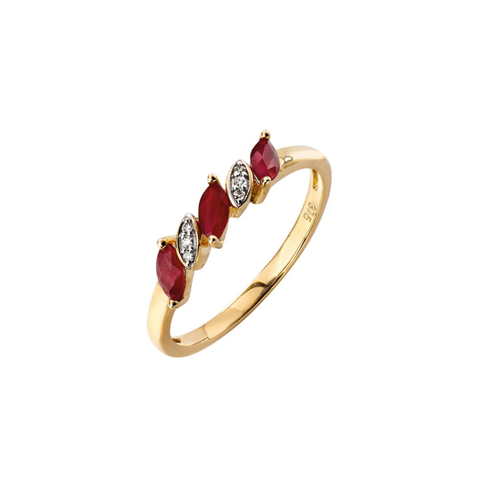 9ct Yellow Gold Ruby and Diamond Ring