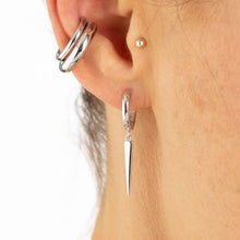 Load image into Gallery viewer, Silver Spike Hoop Earrings
