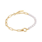 Gold Pearl Chunky Link Chain Bracelet B043-02G