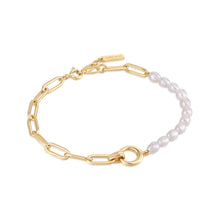 Load image into Gallery viewer, Gold Pearl Chunky Link Chain Bracelet B043-02G
