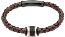 Load image into Gallery viewer, Antique Dark Brown Leather Bracelet with Rose Gold B324ADB
