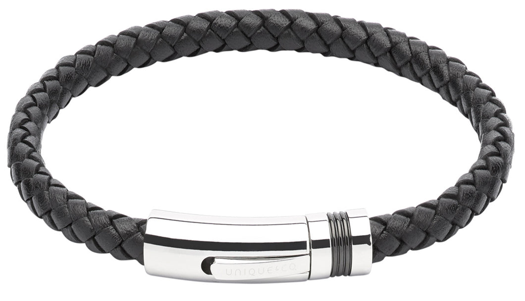 Black Leather Bracelet B345BL