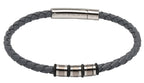 Grey Leather Bracelet with Grey & Steel Detail B404GR