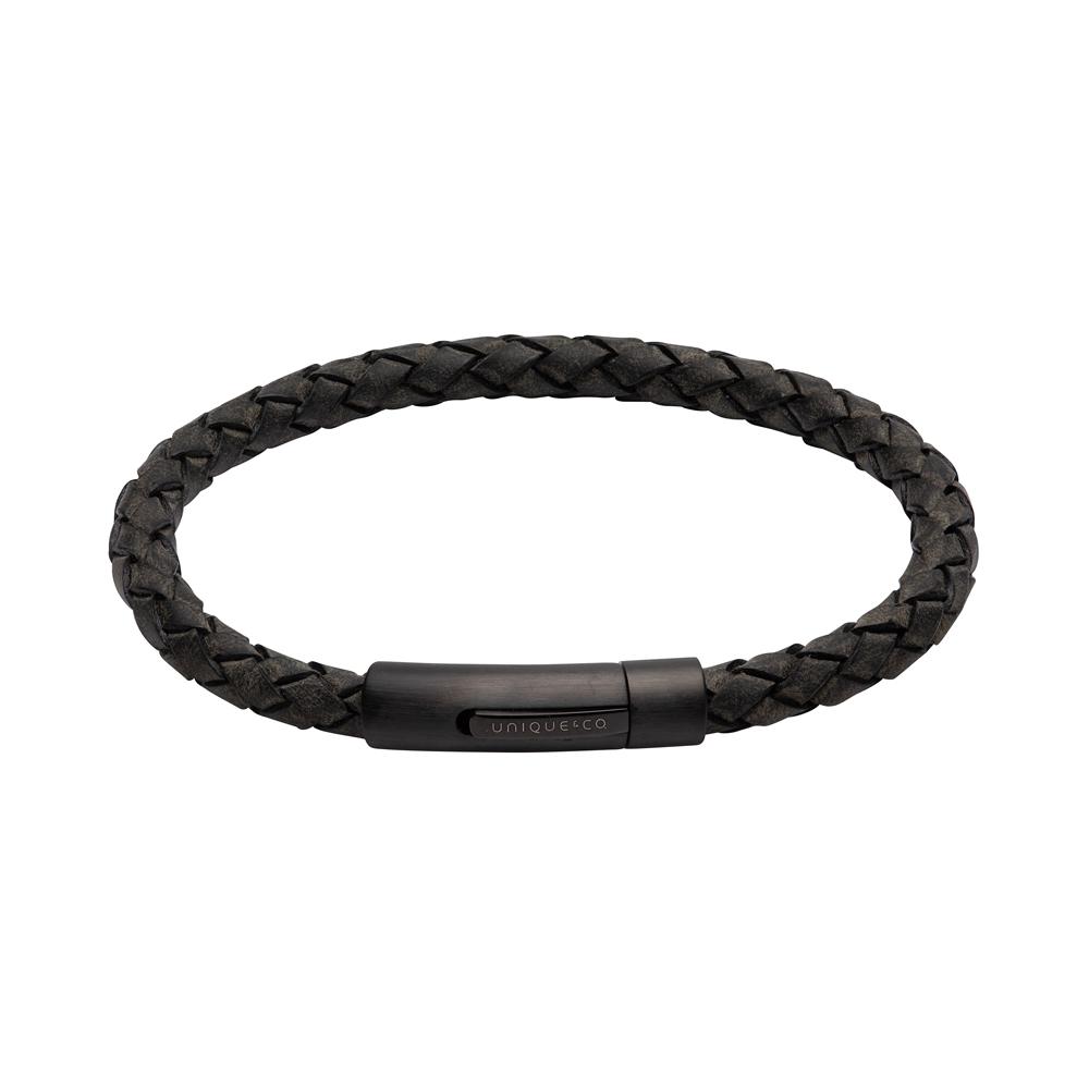 Antique Black Leather Bracelet B438ABL