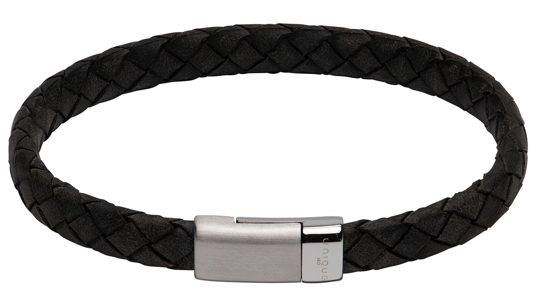 Black Leather Bracelet B446BL