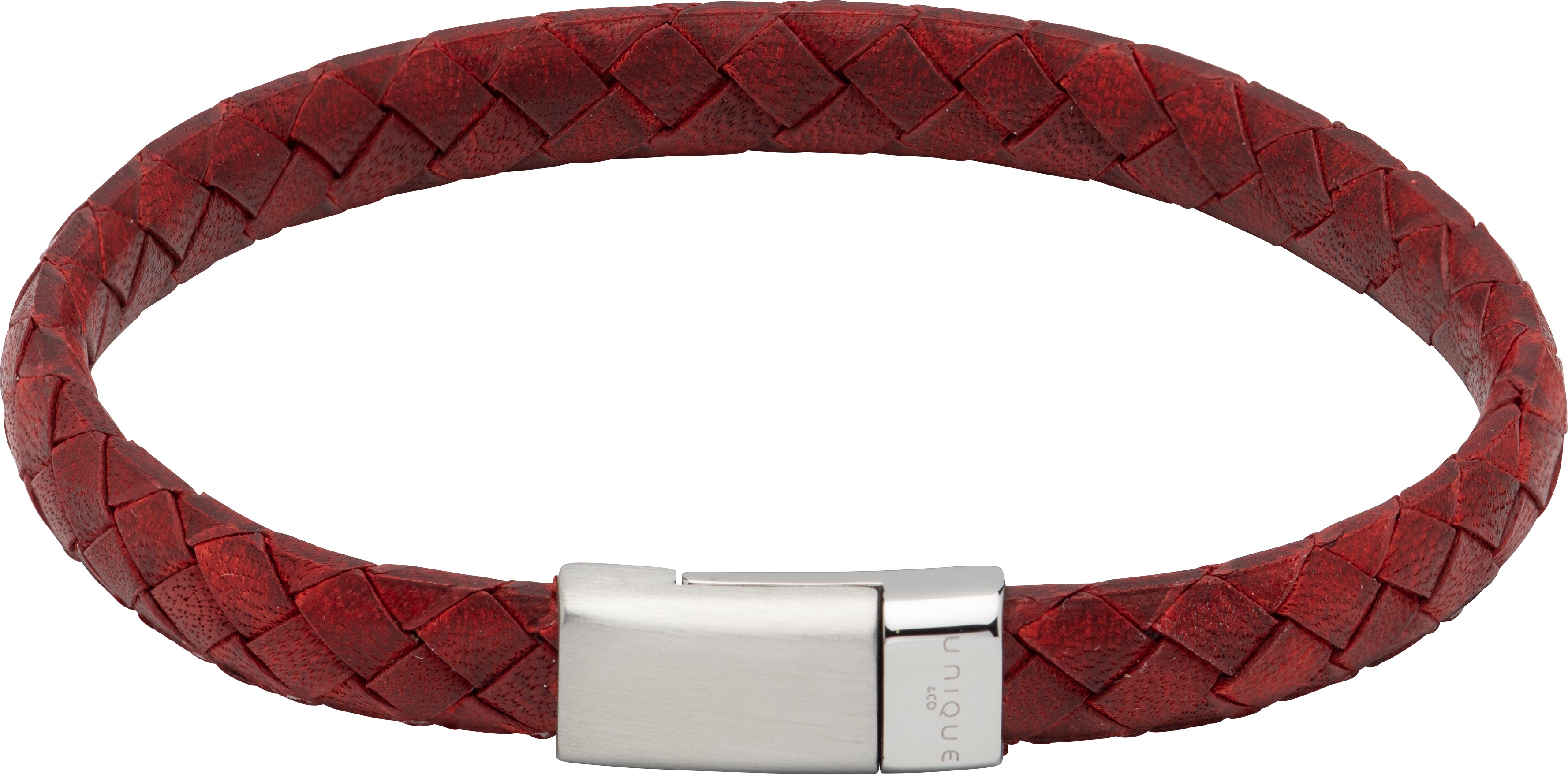 Antique Red Leather Bracelet with Matte Steel Clasp B475AR