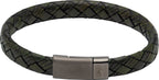 Dark Green Leather Bracelet with Gunmetal Clasp B477DG