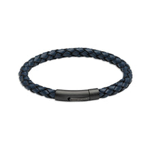 Load image into Gallery viewer, Navy Leather Bracelet with Matte Black Clasp B493NV
