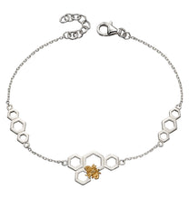 Load image into Gallery viewer, Silver &amp; Gold Honeycomb Bee Bracelet

