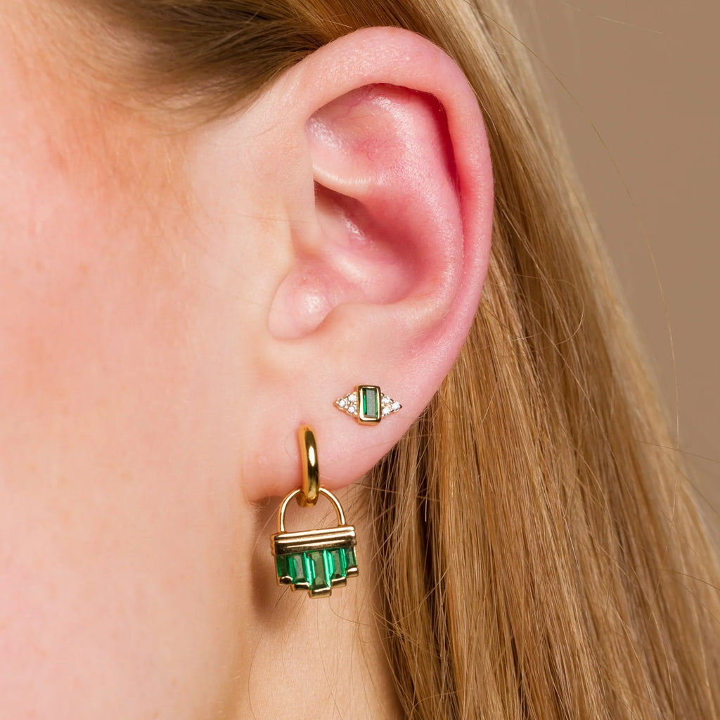 Audrey Stud Earrings with Green Stones