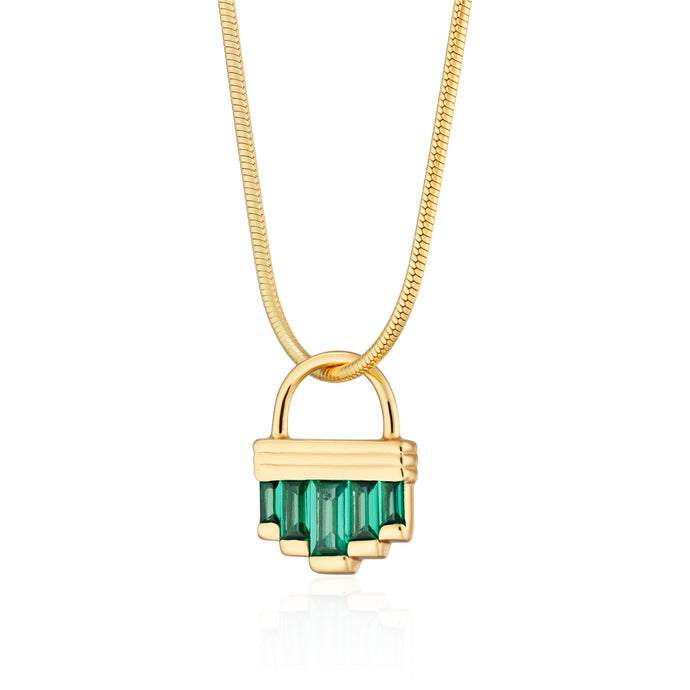 Gold Green Cleopatra Snake Chain Necklace