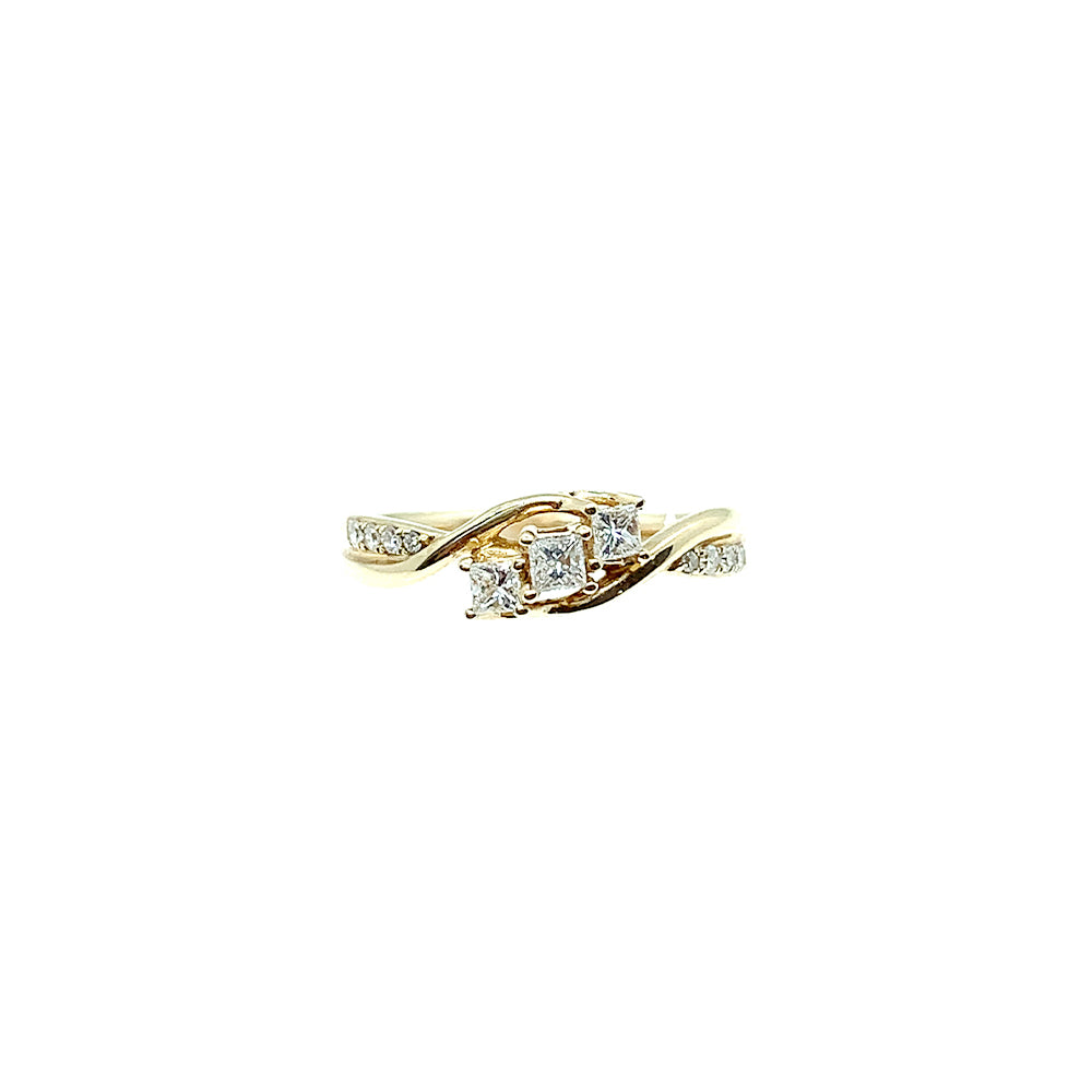 9ct Yellow Gold Diamond Twist Trilogy Ring