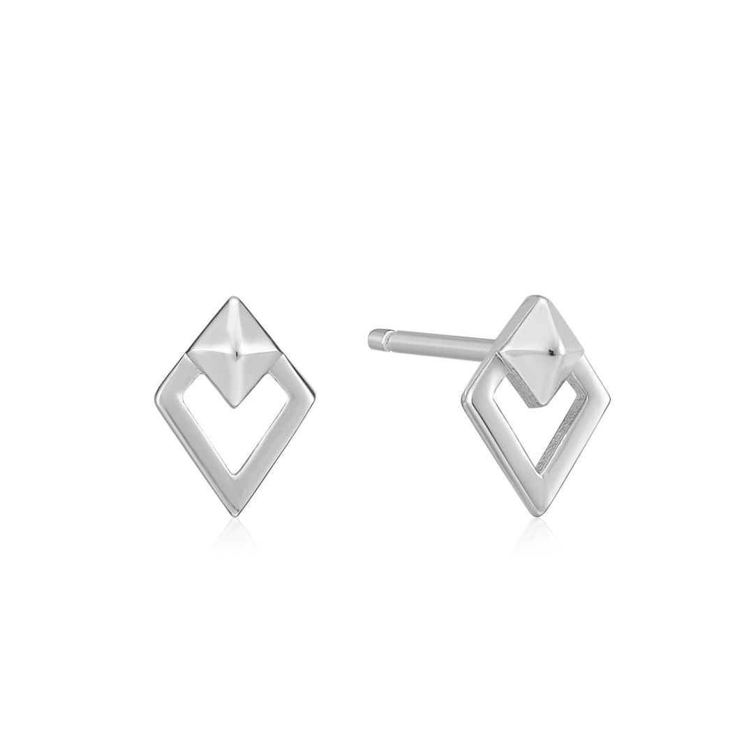 Silver Spike Diamond Stud Earrings E025-08H