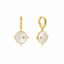 Load image into Gallery viewer, Moon Emblem Gold Huggie Hoop Earrings E030-03G
