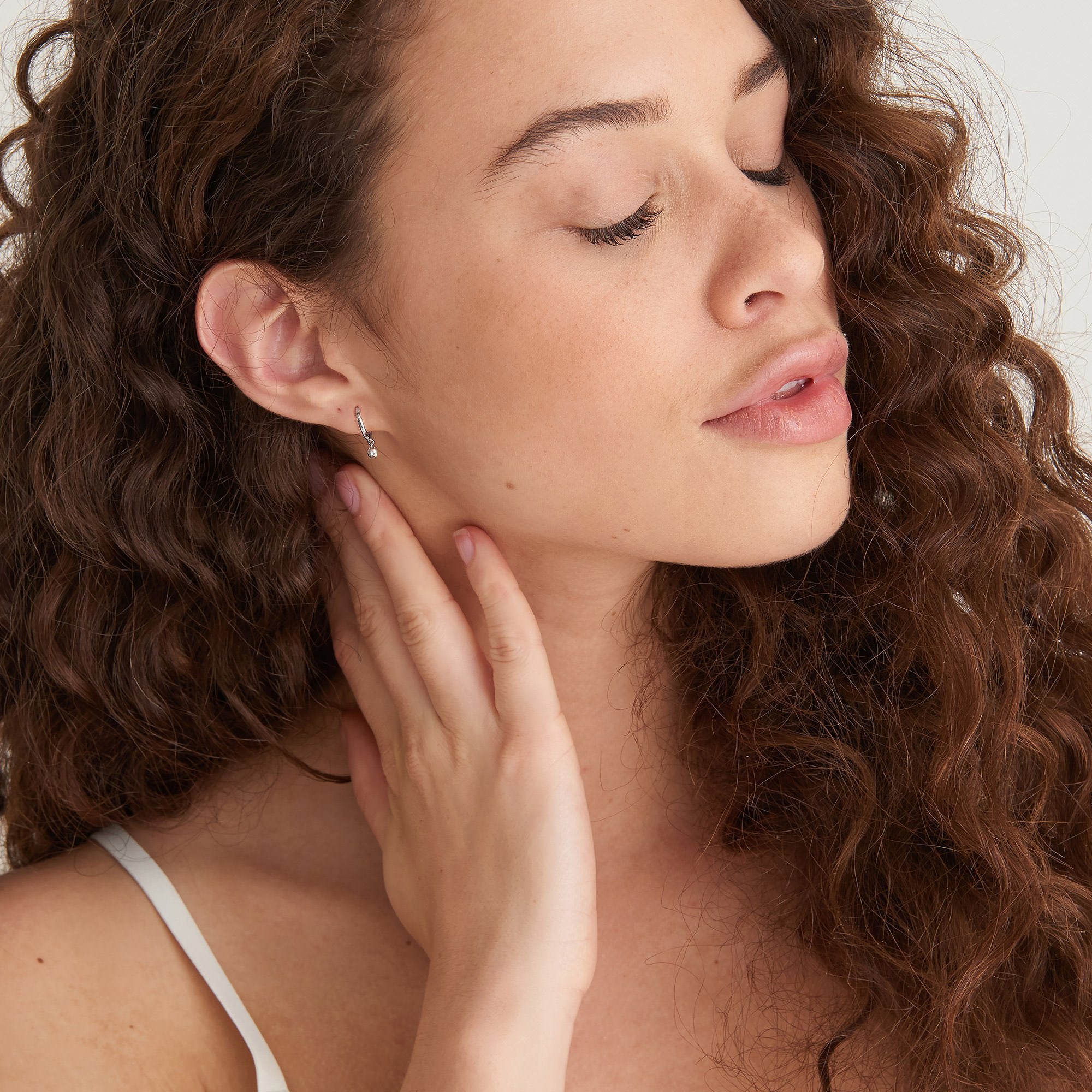 Silver Padlock Huggie Hoop Earrings E032-01H