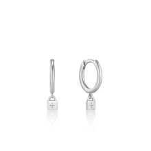 Load image into Gallery viewer, Silver Padlock Huggie Hoop Earrings E032-01H
