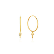 Load image into Gallery viewer, Gold Key Hoop Earrings E032-02G
