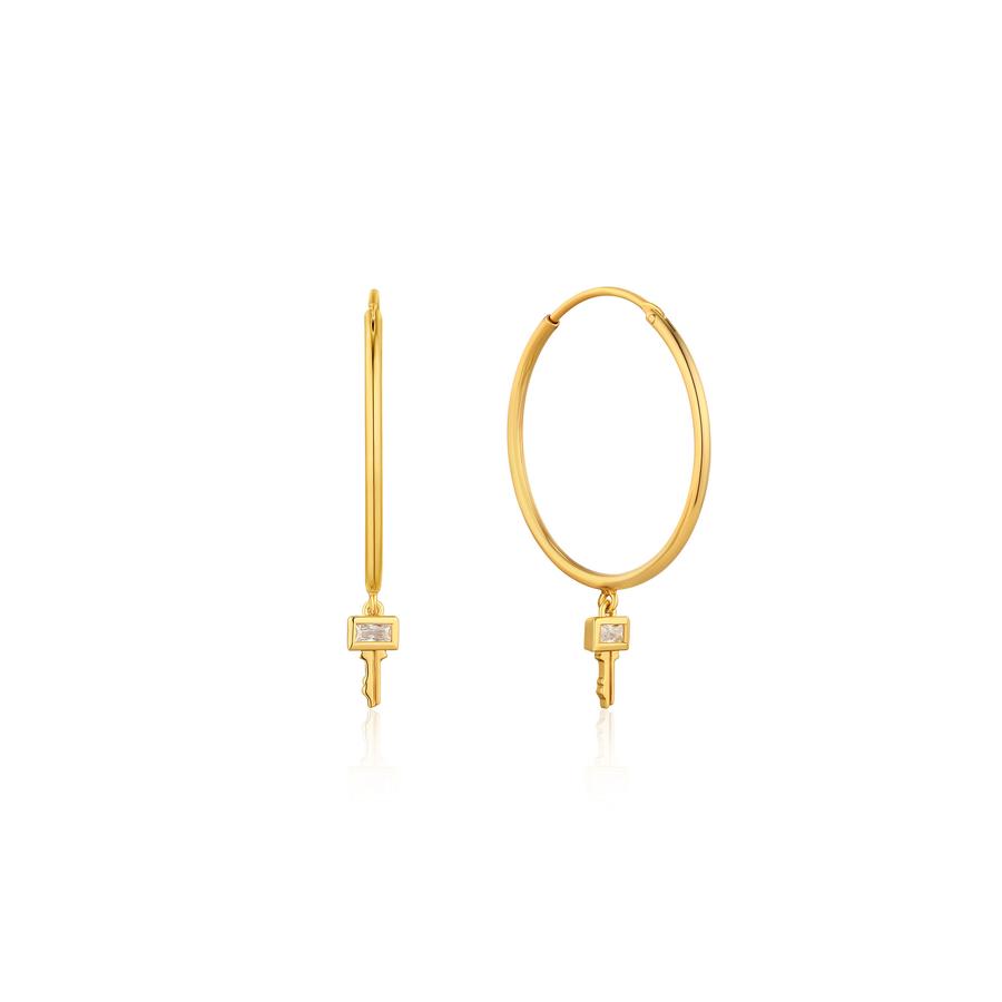 Gold Key Hoop Earrings E032-02G