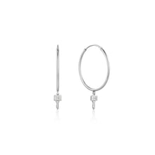 Load image into Gallery viewer, Silver Key Hoop Earrings E032-02H
