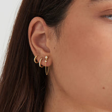 Load image into Gallery viewer, Gold Sparkle Huggie Hoop Earrings E035-17G
