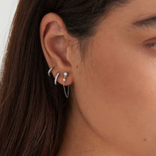 Load image into Gallery viewer, Silver Sparkle Huggie Hoop Earrings E035-17H

