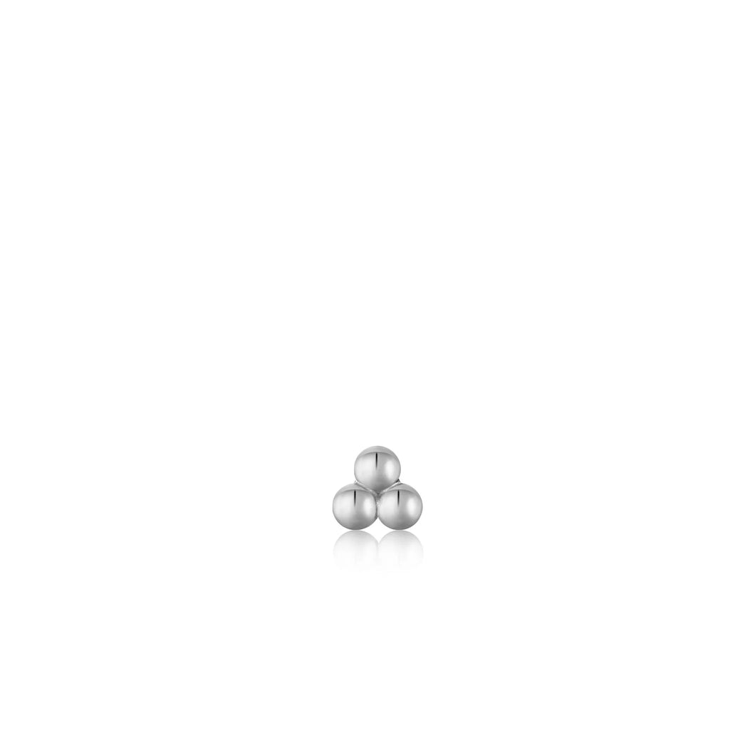 Silver Triple Ball Barbell Single Earring E035-03H